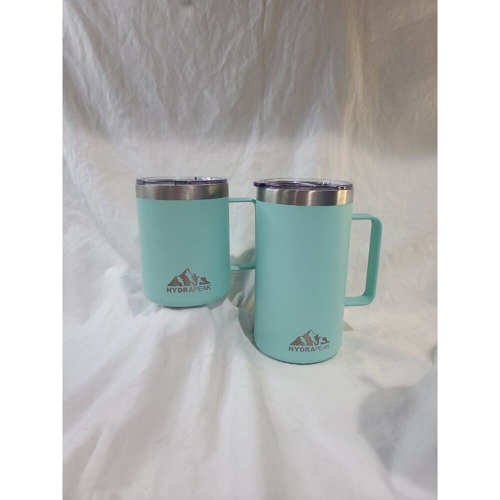 HydraPeak Stainless Steel Insulated Coffee Mug Blue 12 oz, 20oz 2 Pack Camping